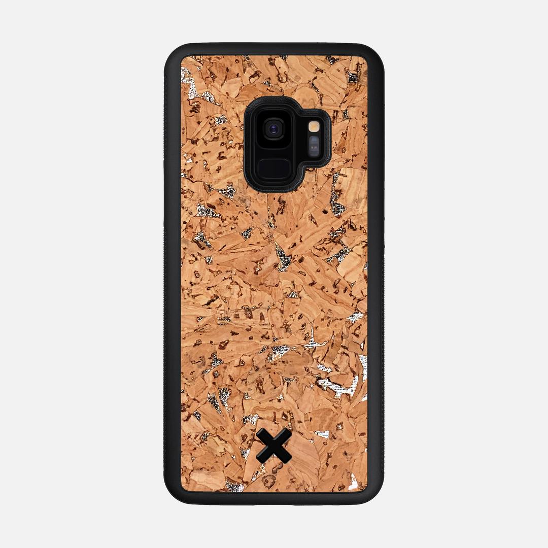 Silver Cork Case for the Samsung Galaxy S9 featuring a Genuine Cork backer with the Keyway X Mark#Phone Model_Galaxy S9