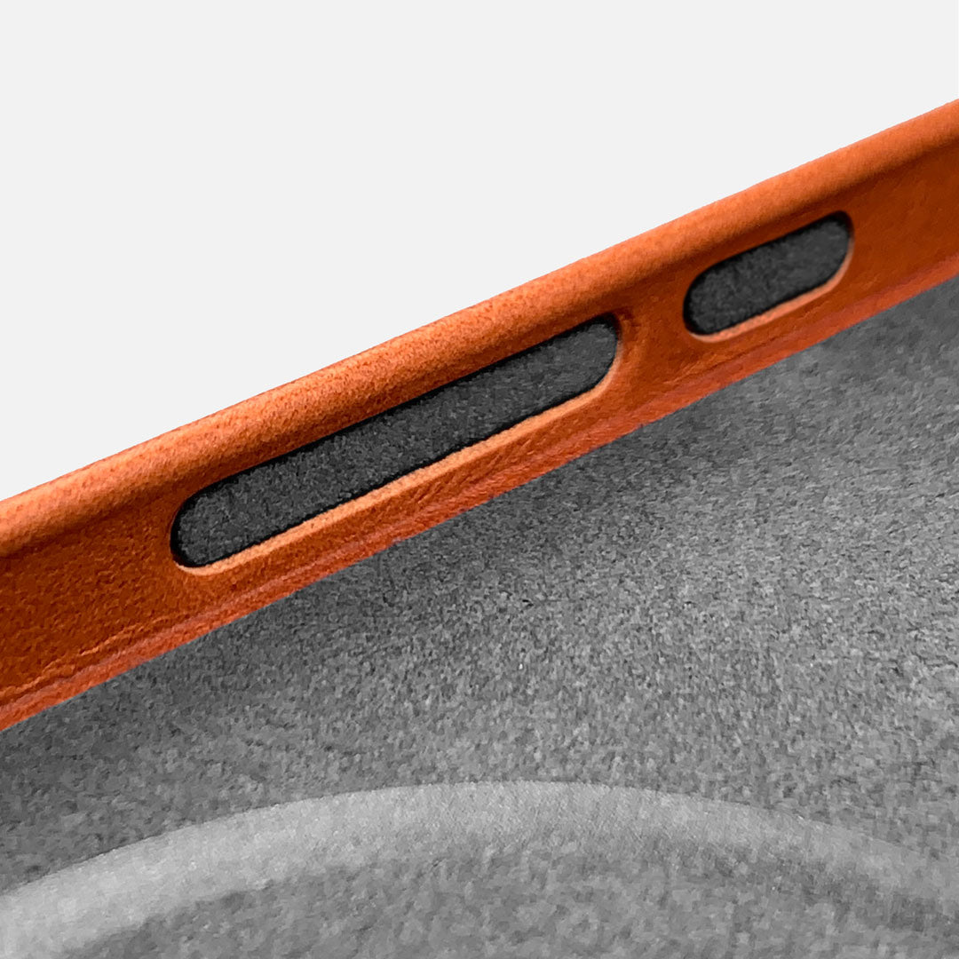 Microfiber button protectors in Keyway Leather iPhone Case