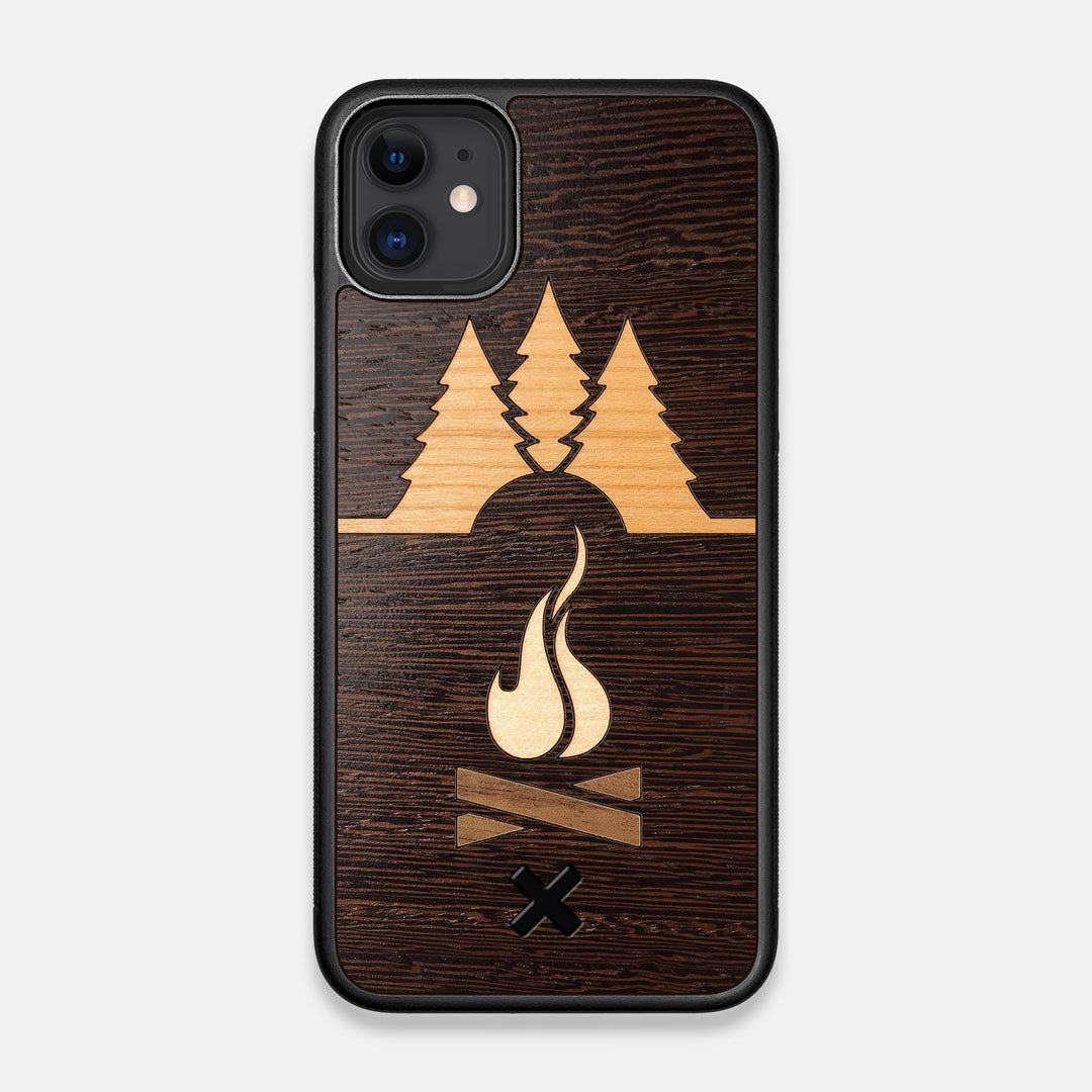 Front view of the Nomad Campsite Wood iPhone 11 Case by Keyway Designs