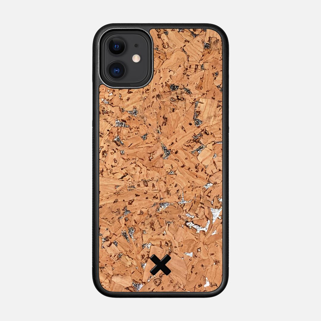 Silver Cork Case for the Apple iPhone 11 featuring a Genuine Cork backer with the Keyway X Mark#Phone Model_iPhone 11