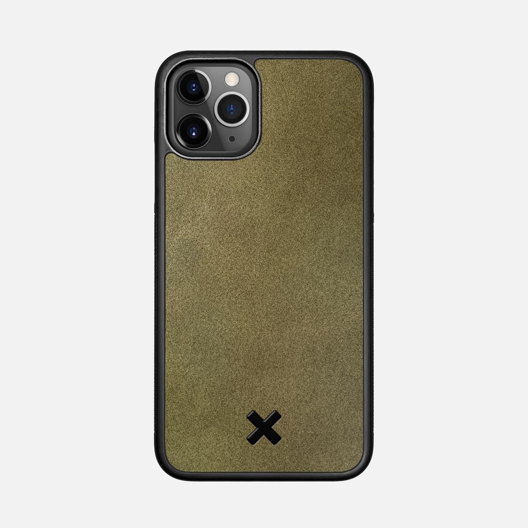 Olive Leather Case for the Apple iPhone 11 Pro featuring a Genuine Leather backer with the Keyway X Mark#Phone Model_iPhone 11 Pro