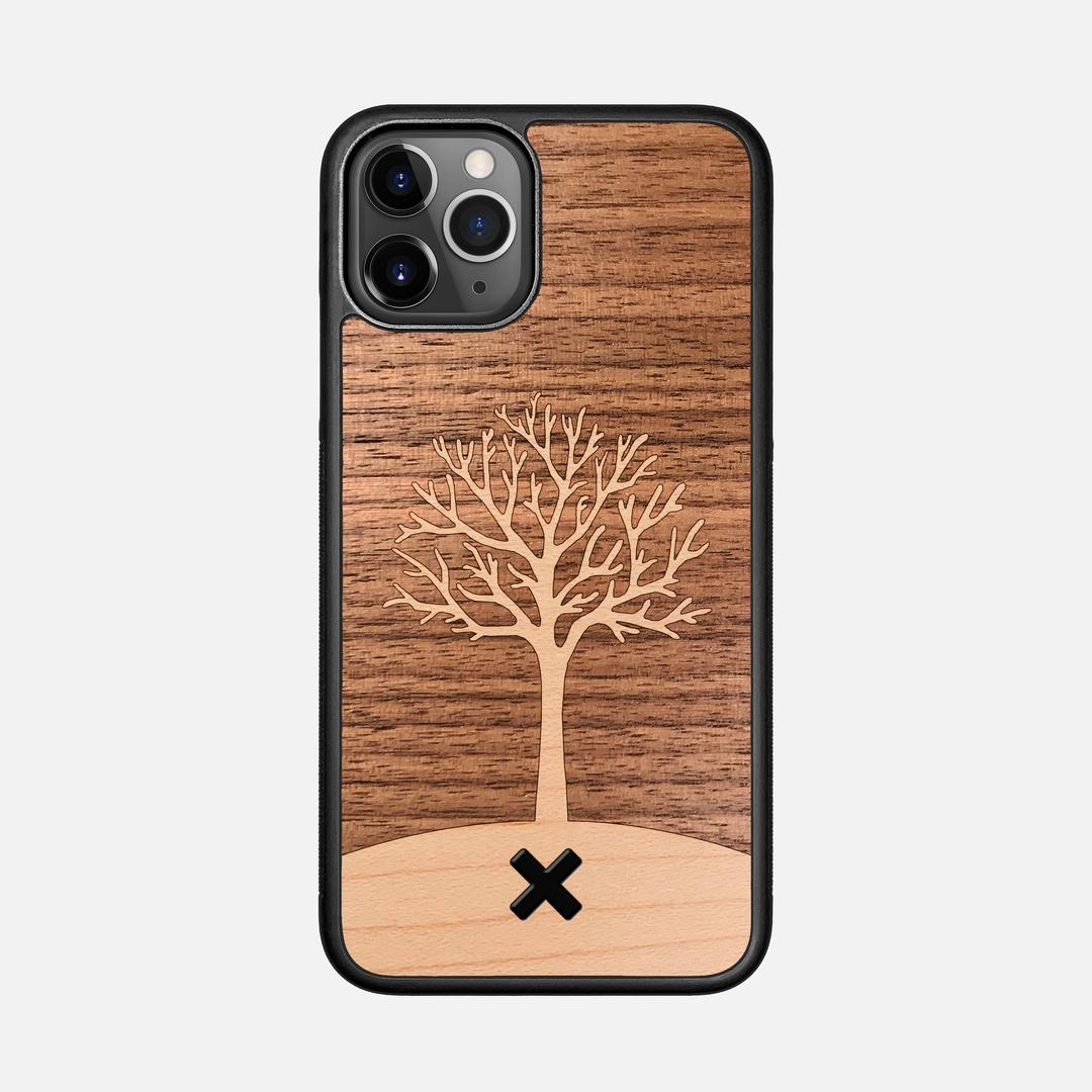 Tree of Life Case for the Apple iPhone 11 Pro featuring a Maple and Walnut Wood backer with the Keyway X Mark#Phone Model_iPhone 11 Pro