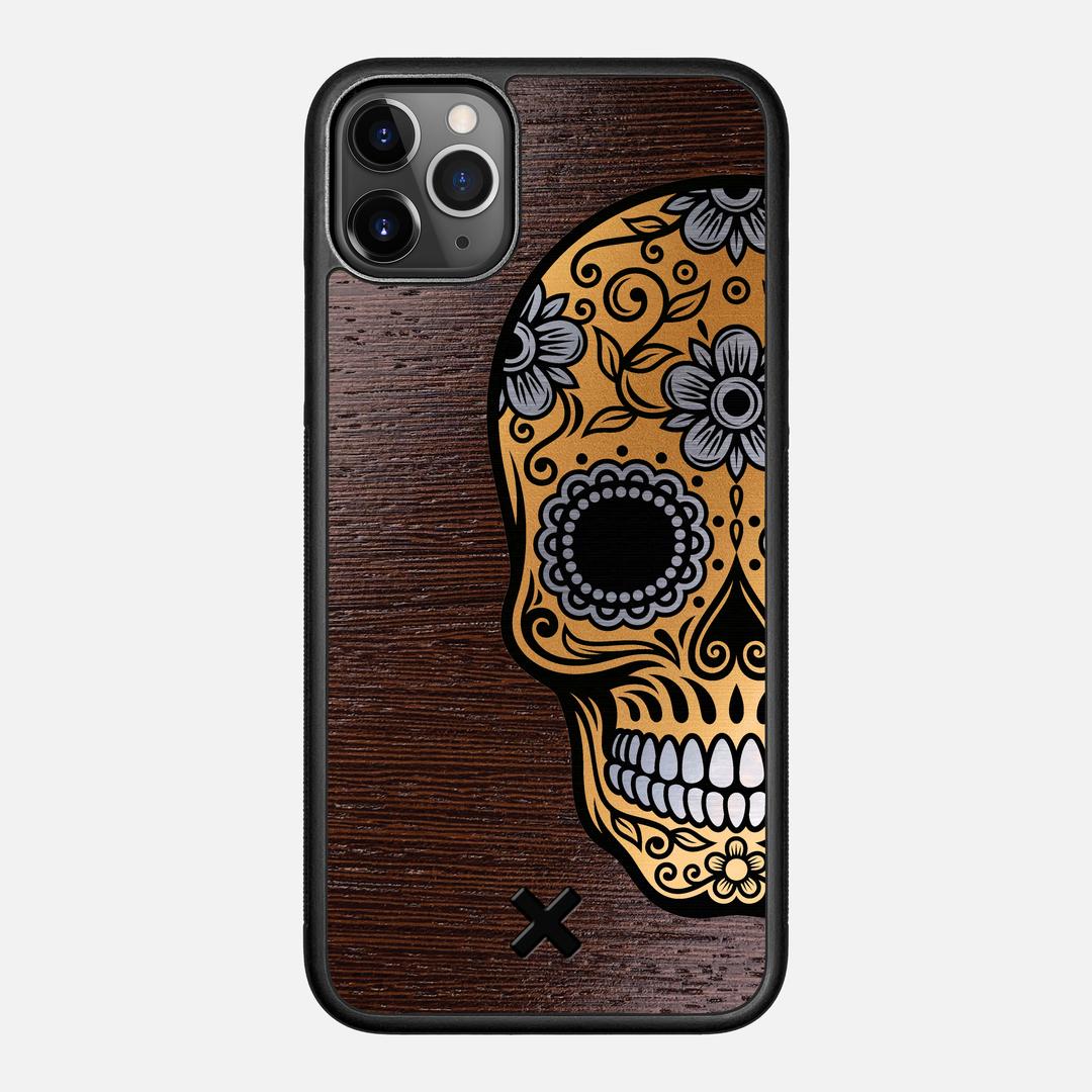 Calavera Case for the Apple iPhone 11 Pro Max featuring an Engraved Gold and Wenge Wood backer with the Keyway X Mark#Phone Model_iPhone 11 Pro Max