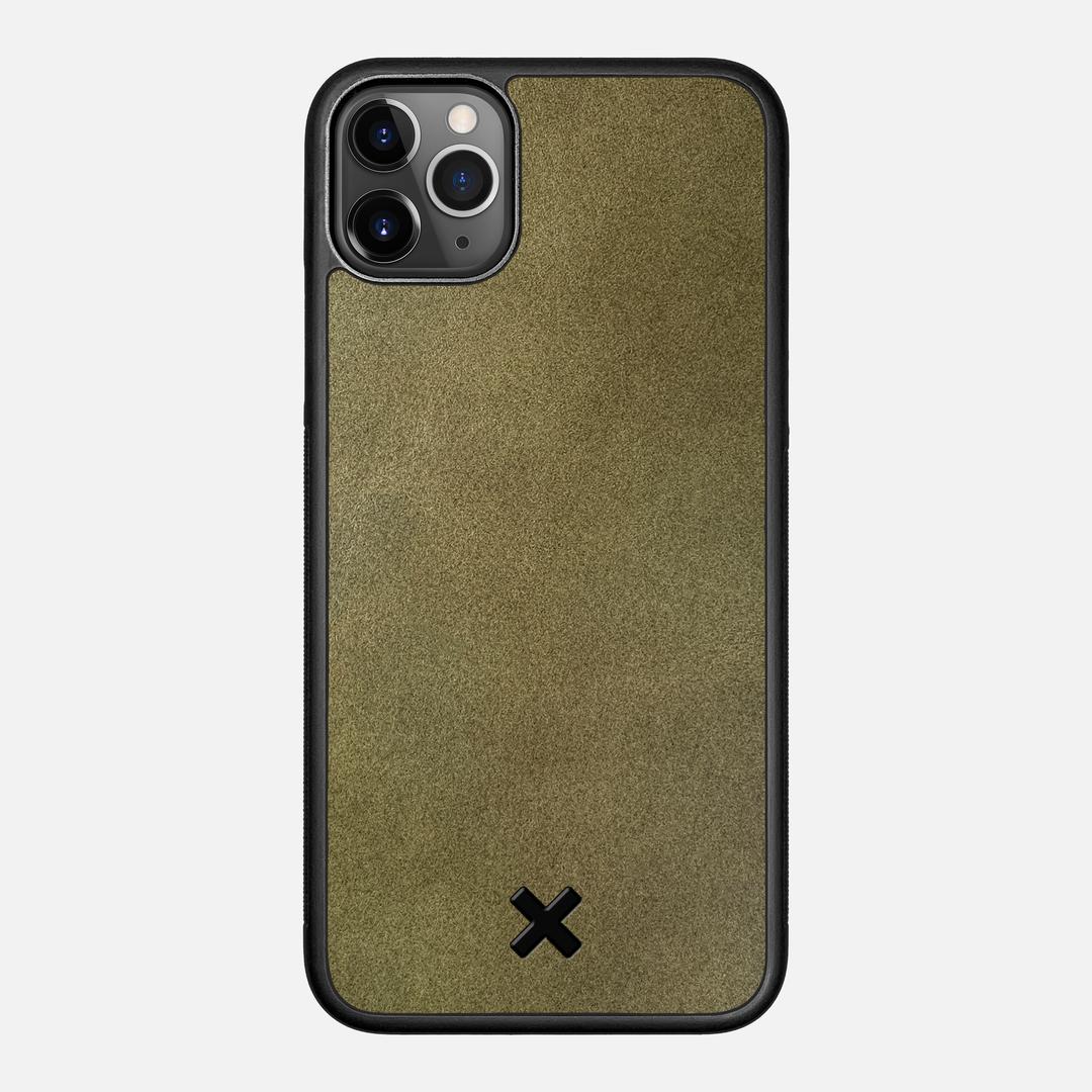 Olive Leather Case for the Apple iPhone 11 Pro Max featuring a Genuine Leather backer with the Keyway X Mark#Phone Model_iPhone 11 Pro Max