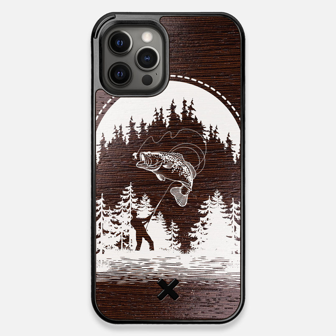 Front view of the high-contrast spotted bass printed Wenge Wood iPhone 12 Pro Max Case by Keyway Designs