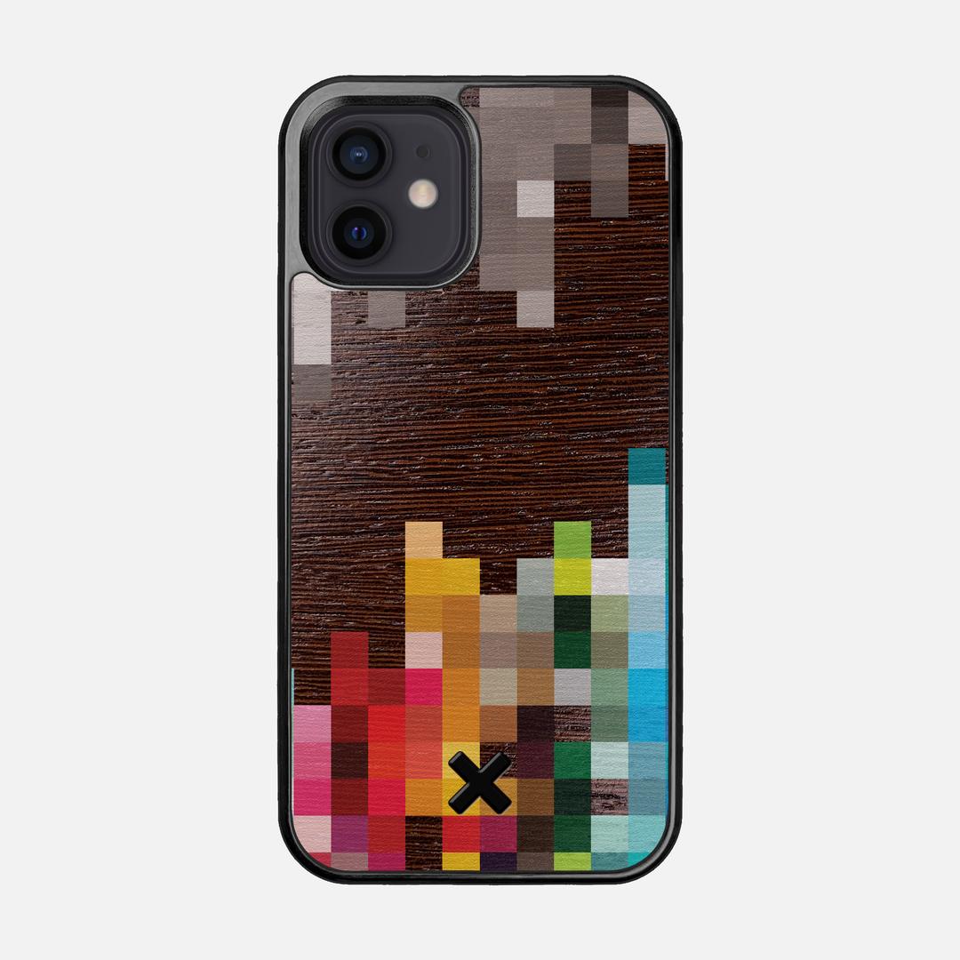 Pixelation Case for the Apple iPhone 12 featuring a UV Printed Wenge Wood backer with the Keyway X Mark#Phone Model_iPhone 12