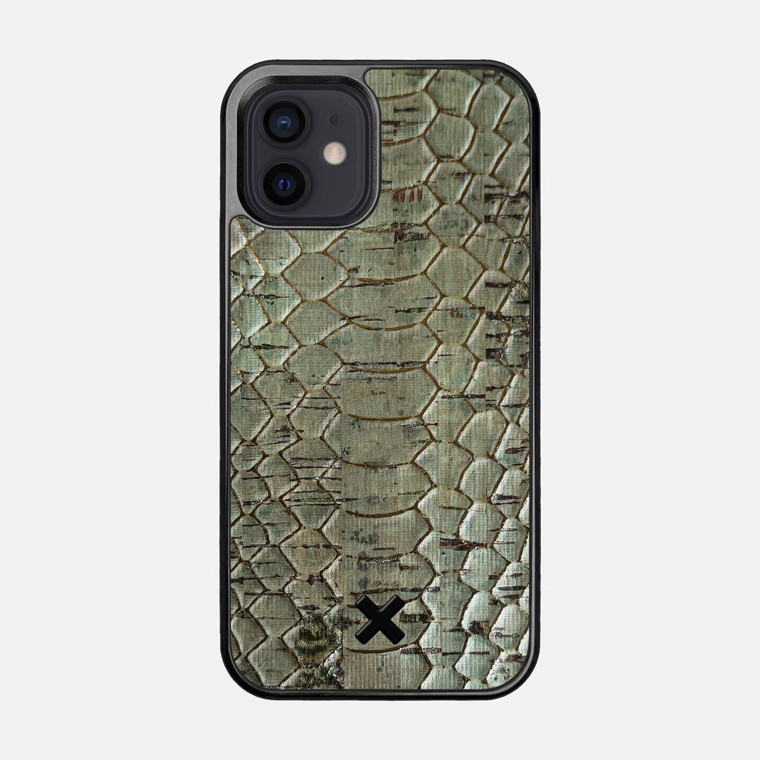 Python Cork Case for the Apple iPhone 12 featuring a Genuine Cork backer with the Keyway X Mark#Phone Model_iPhone 12