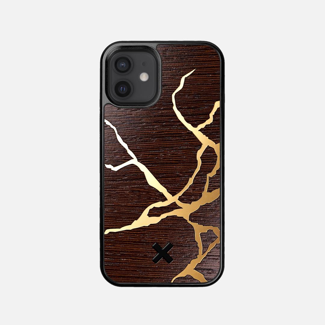 Restore Case for the Apple iPhone 12 Mini featuring a Gold and Wenge Wood backer with the Keyway X Mark#Phone Model_iPhone 12 Mini