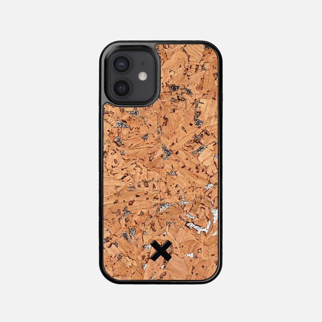 Silver Cork Case for the Apple iPhone 12 Mini featuring a Genuine Cork backer with the Keyway X Mark#Phone Model_iPhone 12 Mini