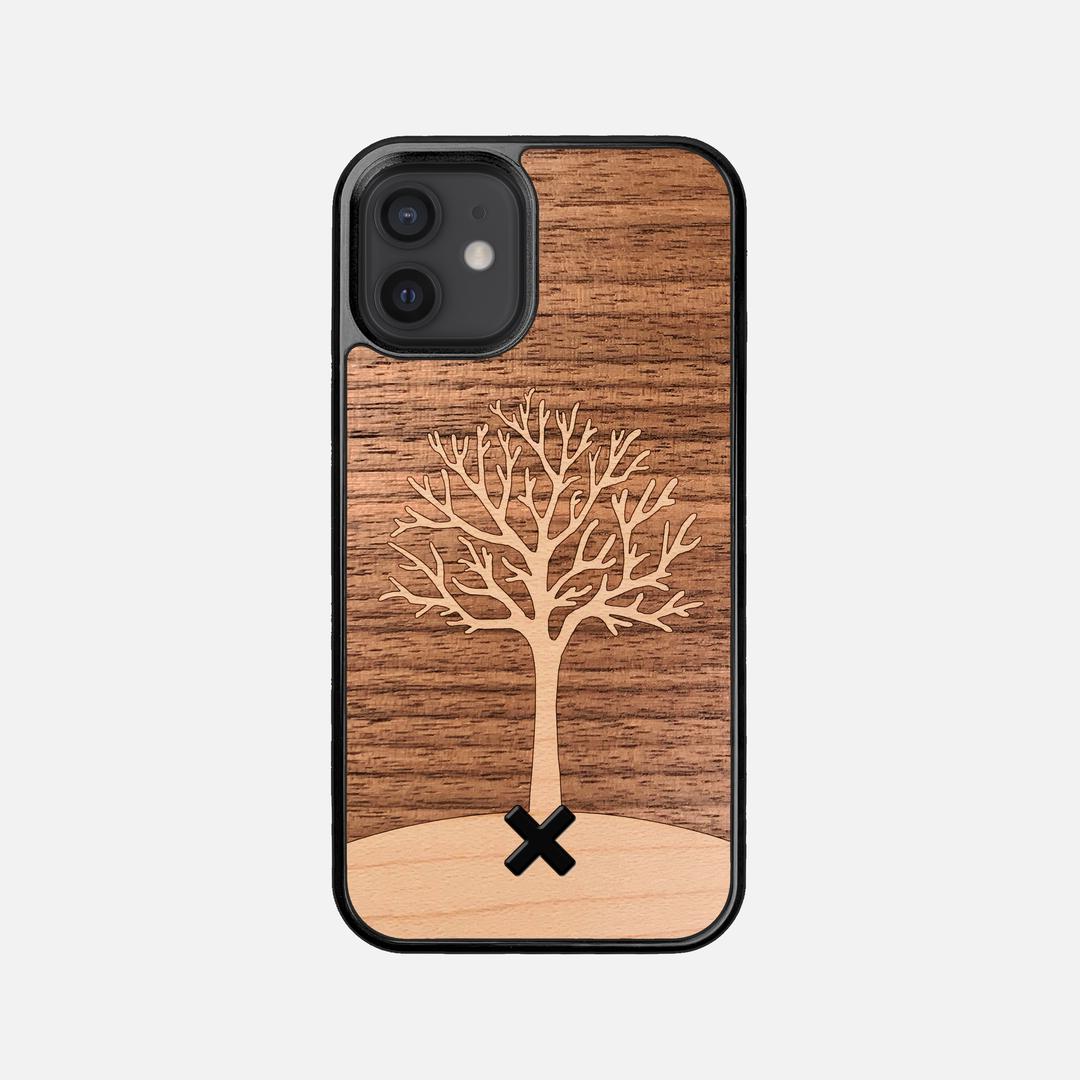 Tree of Life Case for the Apple iPhone 12 Mini featuring a Maple and Walnut Wood backer with the Keyway X Mark#Phone Model_iPhone 12 Mini