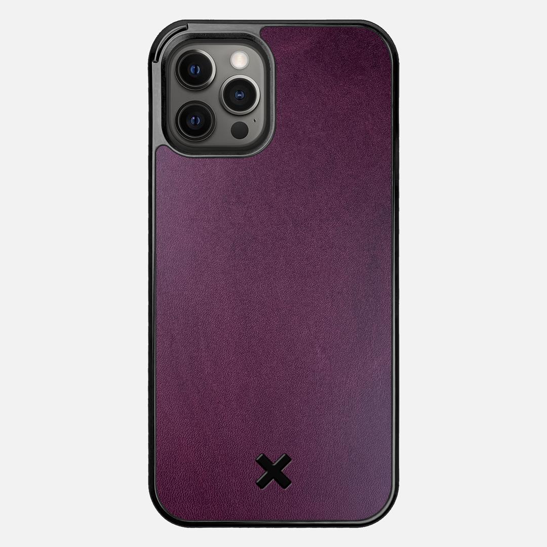 Plum Leather Case for the Apple iPhone 12 Pro Max featuring a Genuine Leather backer with the Keyway X Mark#Phone Model_iPhone 12 Pro Max
