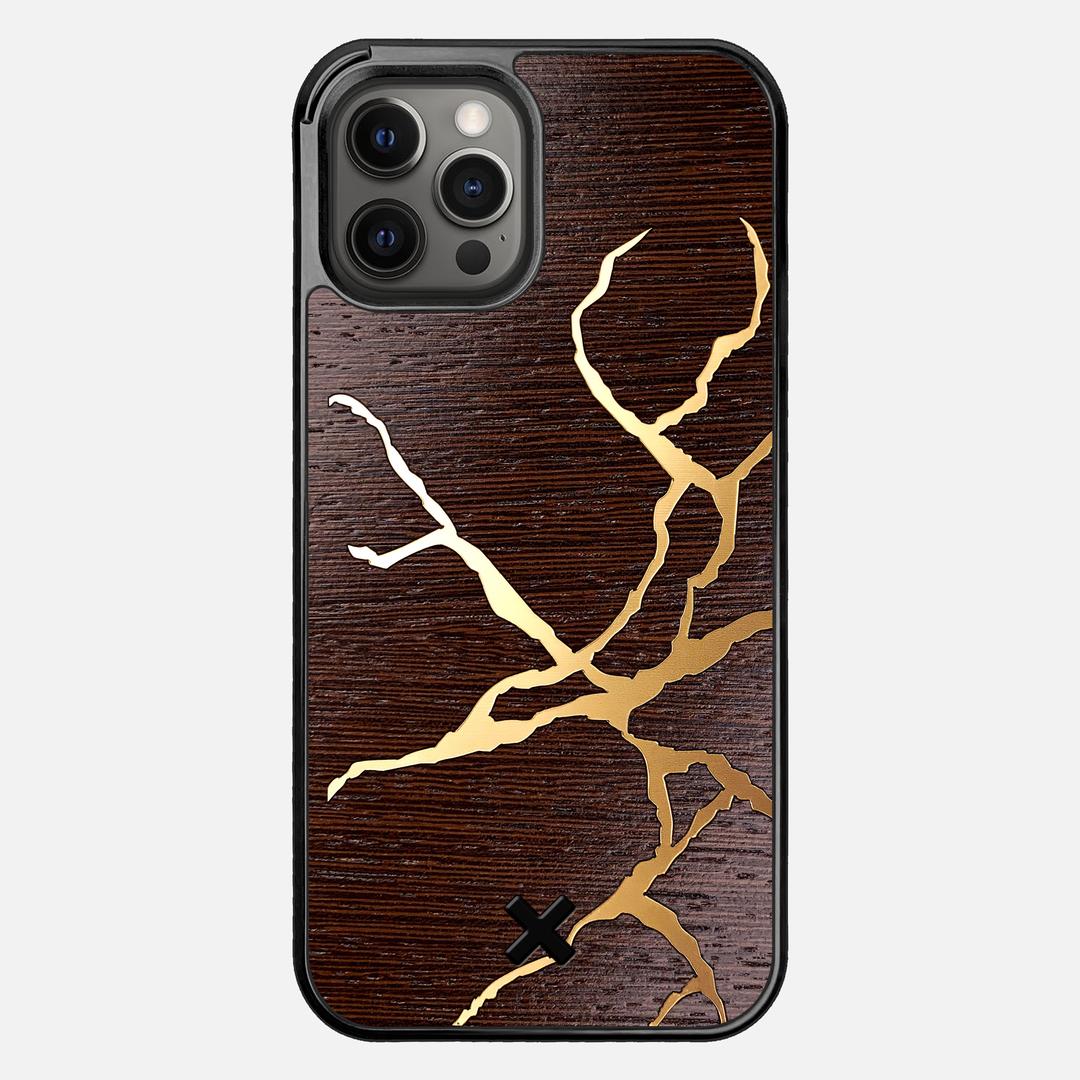 Restore Case for the Apple iPhone 12 Pro Max featuring a Gold and Wenge Wood backer with the Keyway X Mark#Phone Model_iPhone 12 Pro Max