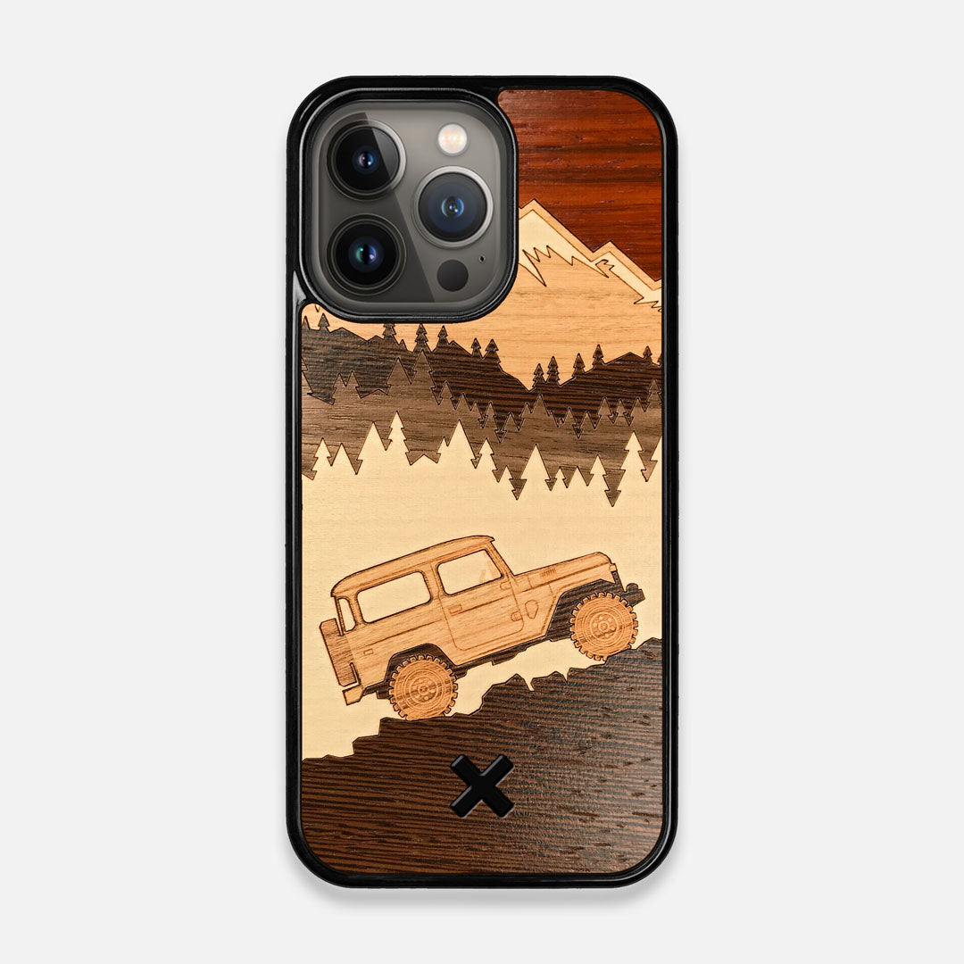 Front View of the Off-Road Wood iPhone 13 Case by Keyway Designs