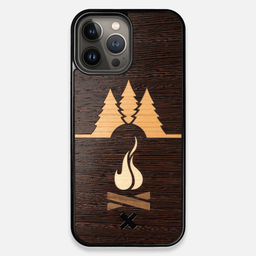 Front view of the Nomad Campsite Wood iPhone 13 Pro Max Case by Keyway Designs