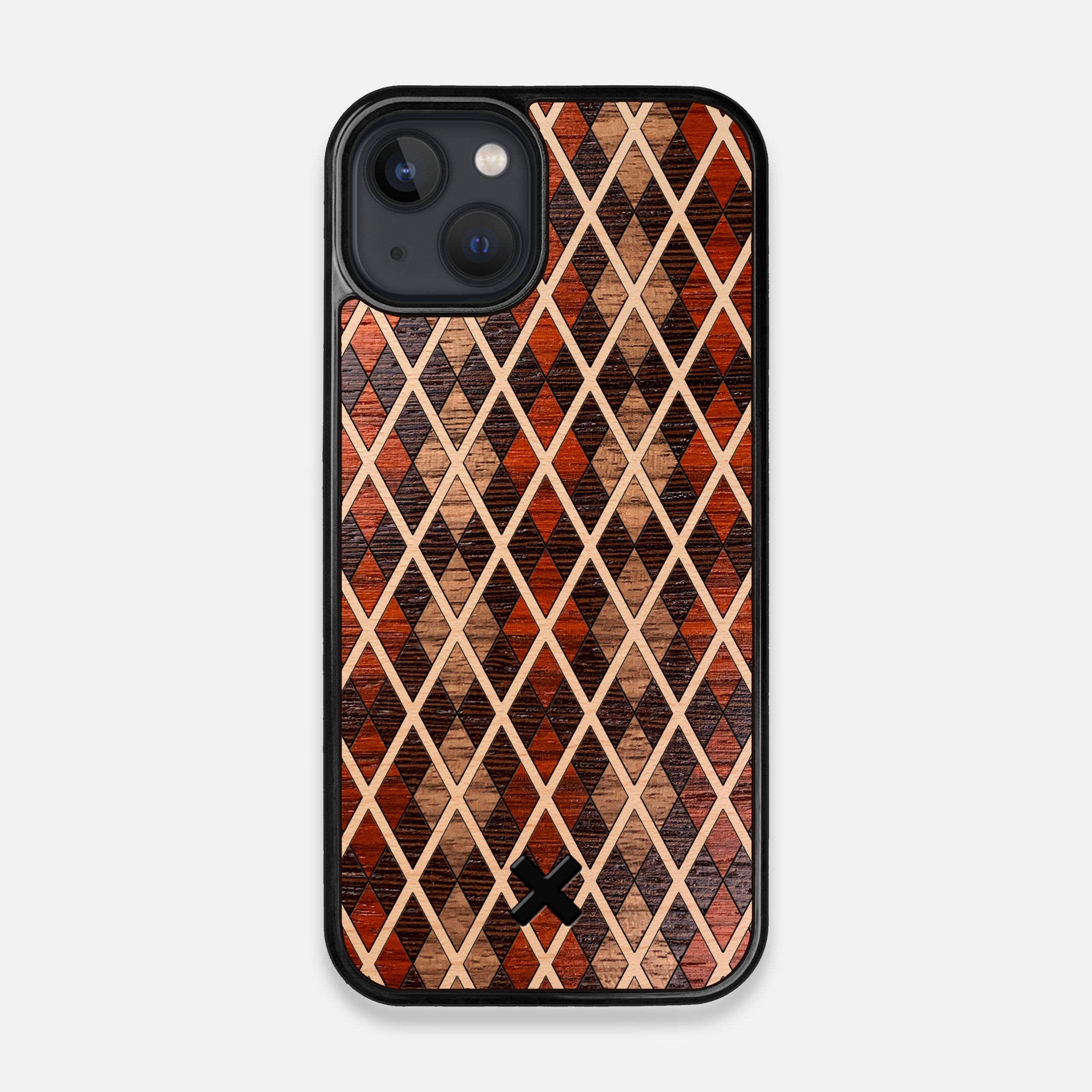 Front View of the Argyle Wood iPhone 13 Case by Keyway Designs