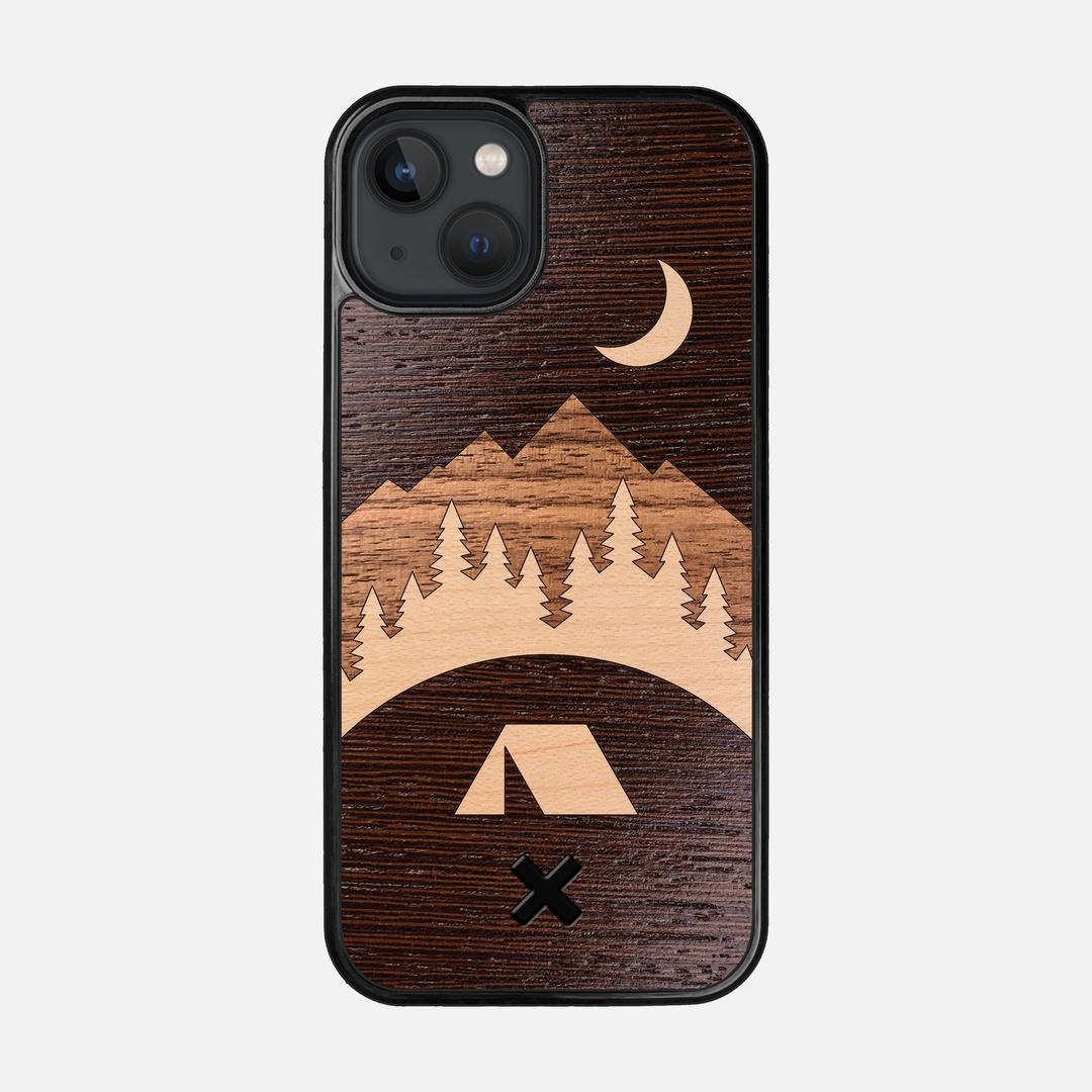 Woodland Case for the Apple iPhone 13 featuring a Wenge, Maple, and Walnut Wood backer with the Keyway X Mark#Phone Model_iPhone 13