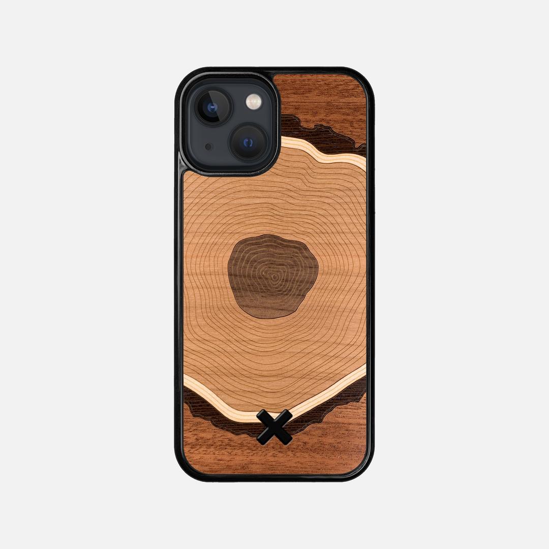 Arbor Case for the Apple iPhone 13 Mini featuring a Sapele, Wenge, Maple, Cherry, and Walnut Wood backer with the Keyway X Mark#Phone Model_iPhone 13 Mini