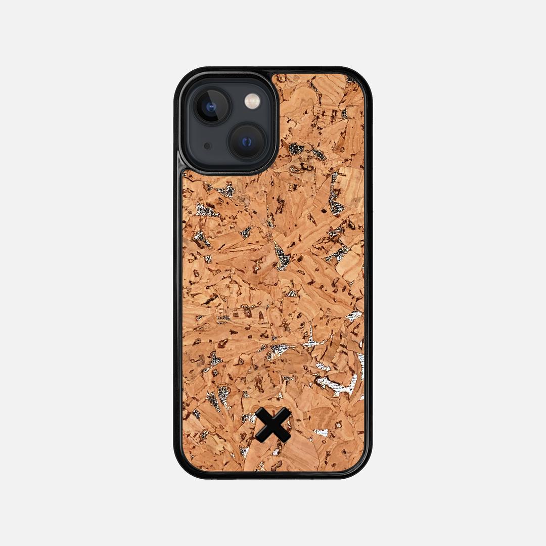 Silver Cork Case for the Apple iPhone 13 Mini featuring a Genuine Cork backer with the Keyway X Mark#Phone Model_iPhone 13 Mini