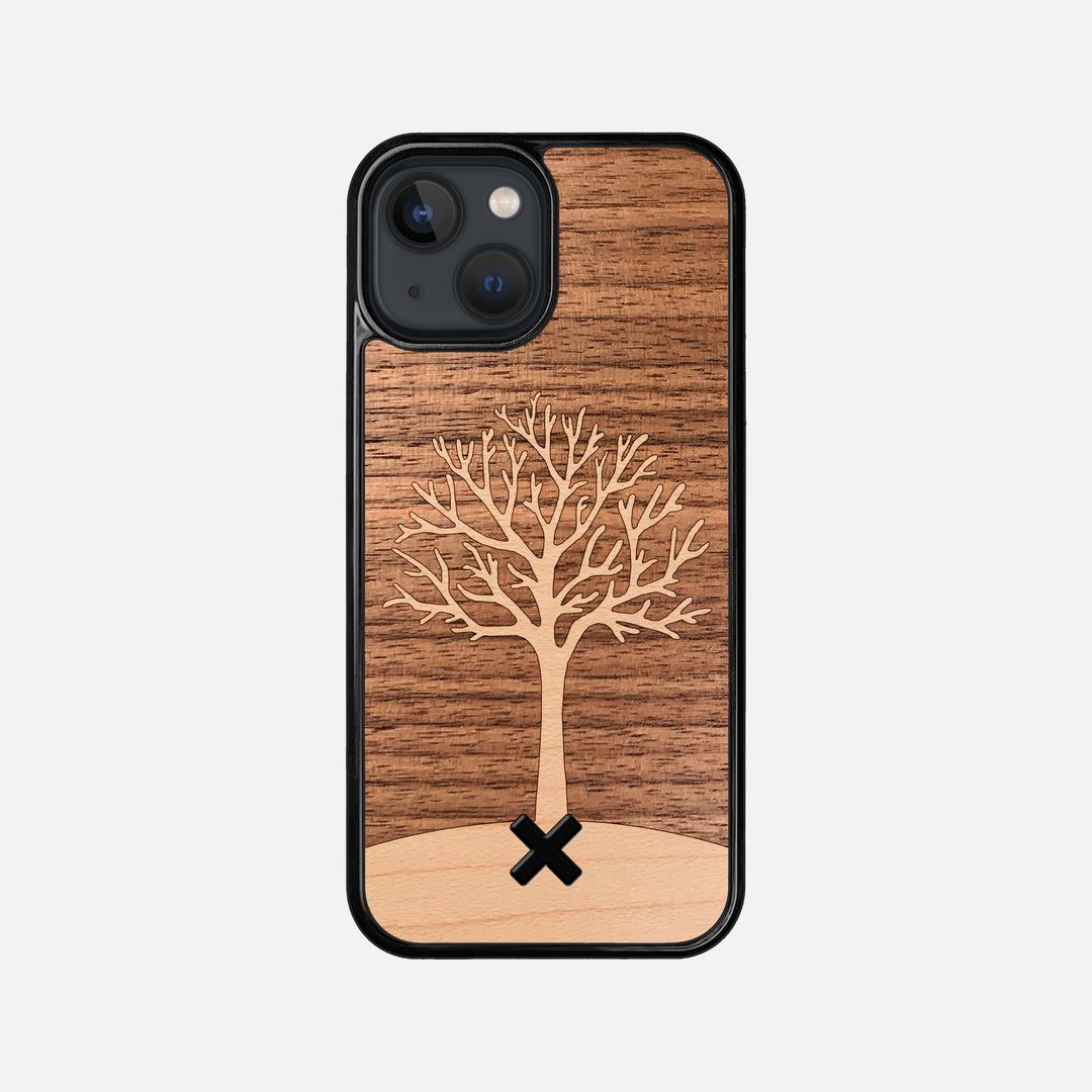 Tree of Life Case for the Apple iPhone 13 Mini featuring a Maple and Walnut Wood backer with the Keyway X Mark#Phone Model_iPhone 13 Mini