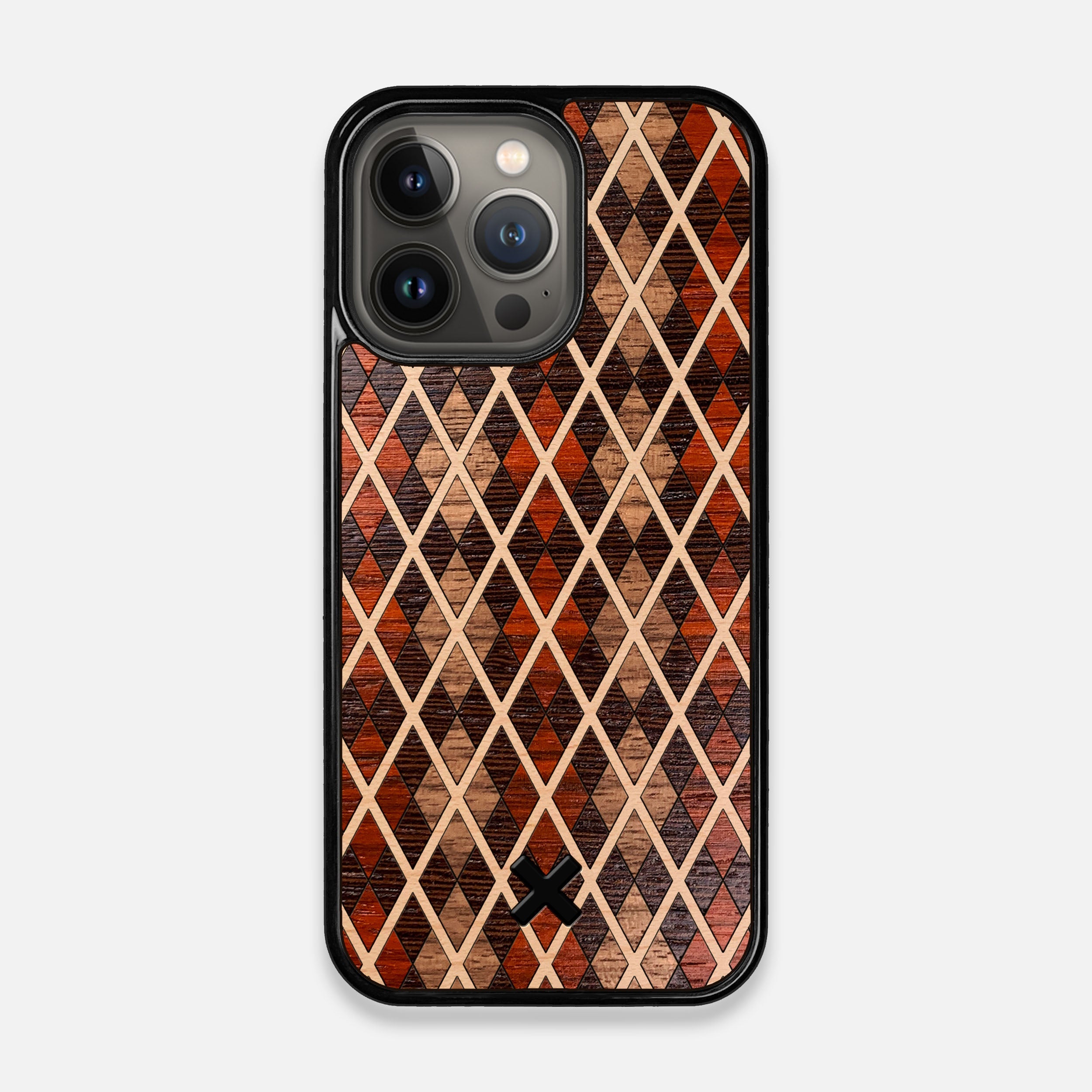 Front view of the Argyle Wood iPhone 13 Pro Case by Keyway Designs