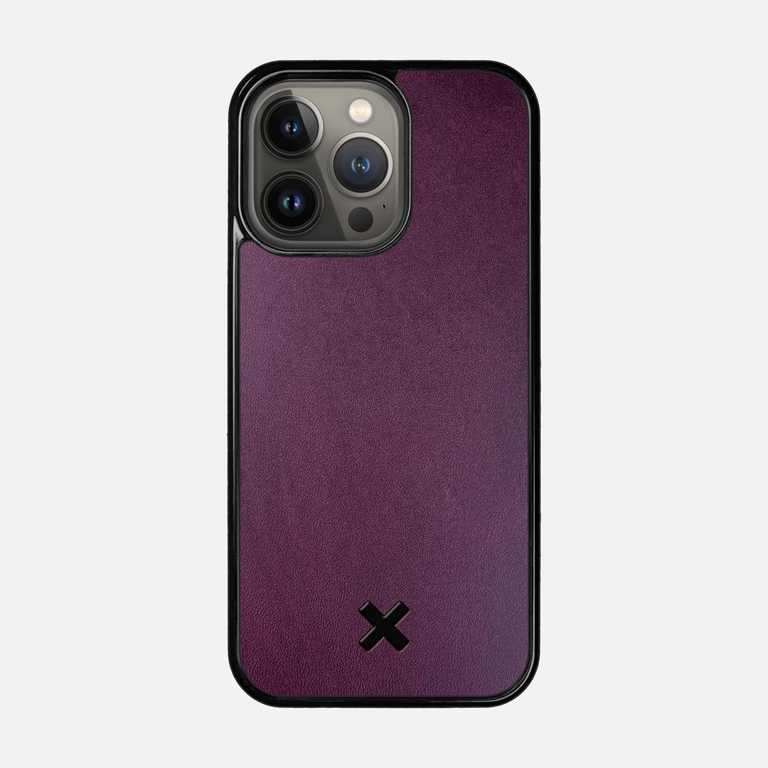 Plum Leather Case for the Apple iPhone 13 Pro featuring a Genuine Leather backer with the Keyway X Mark#Phone Model_iPhone 13 Pro