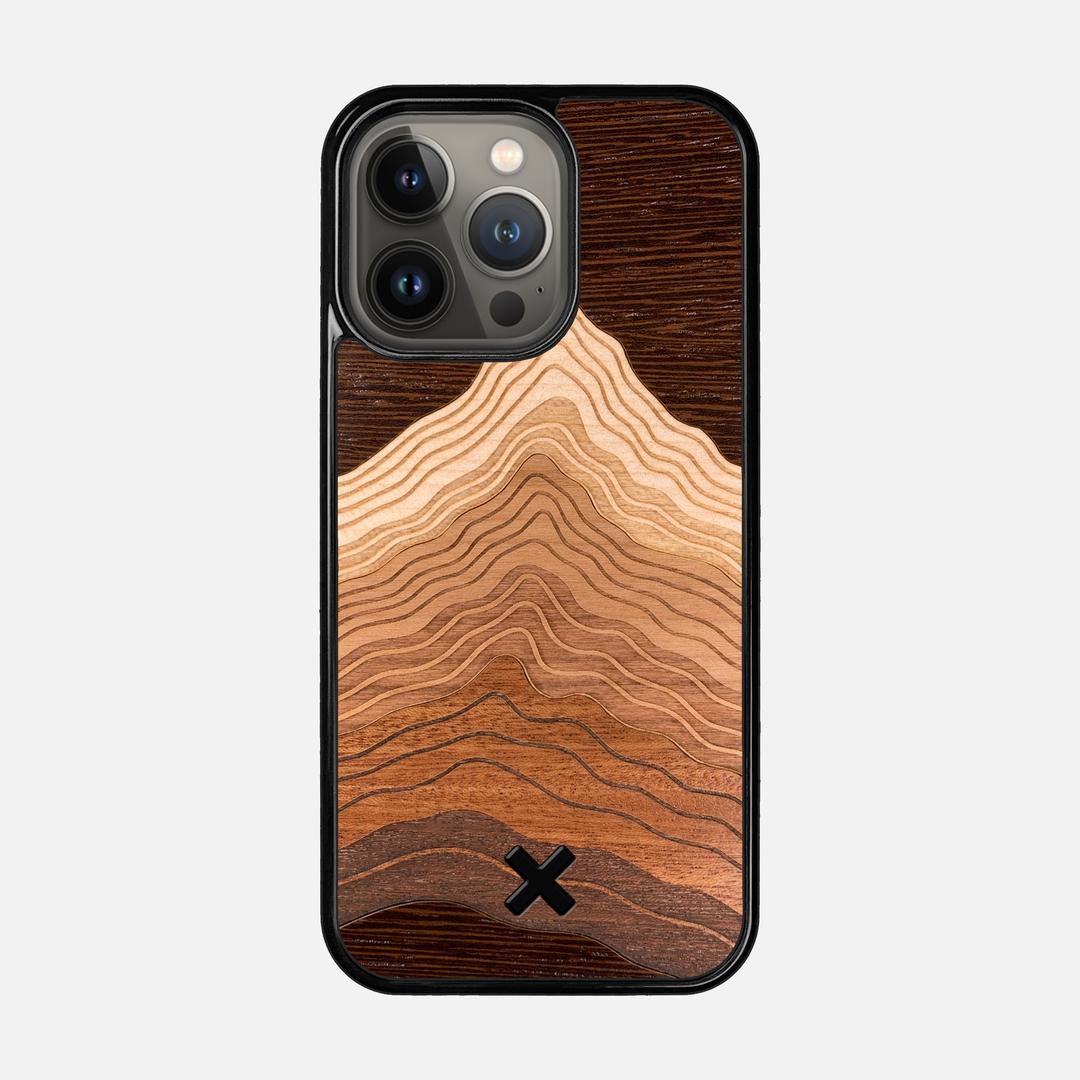 Summit Case for the Apple iPhone 13 Pro featuring a mountain of Wenge, Maple, Cherry, and Sapele Wood backer with the Keyway X Mark#Phone Model_iPhone 13 Pro
