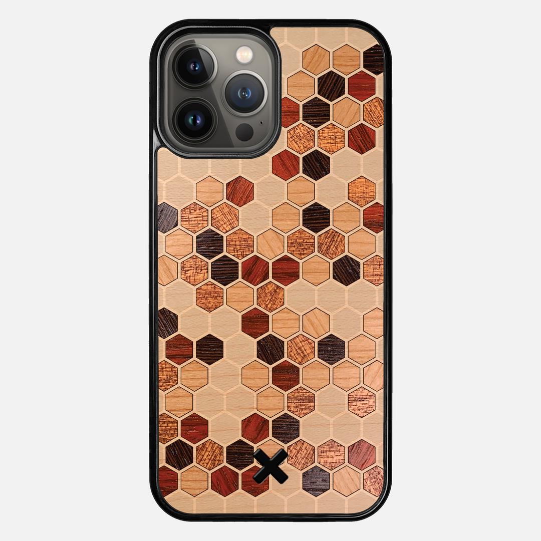 Cellular Case for the Apple iPhone 13 Pro Max featuring a Maple, Cherry, Sapele, Padauk, and Wenge Wood backer with the Keyway X Mark#Phone Model_iPhone 13 Pro Max