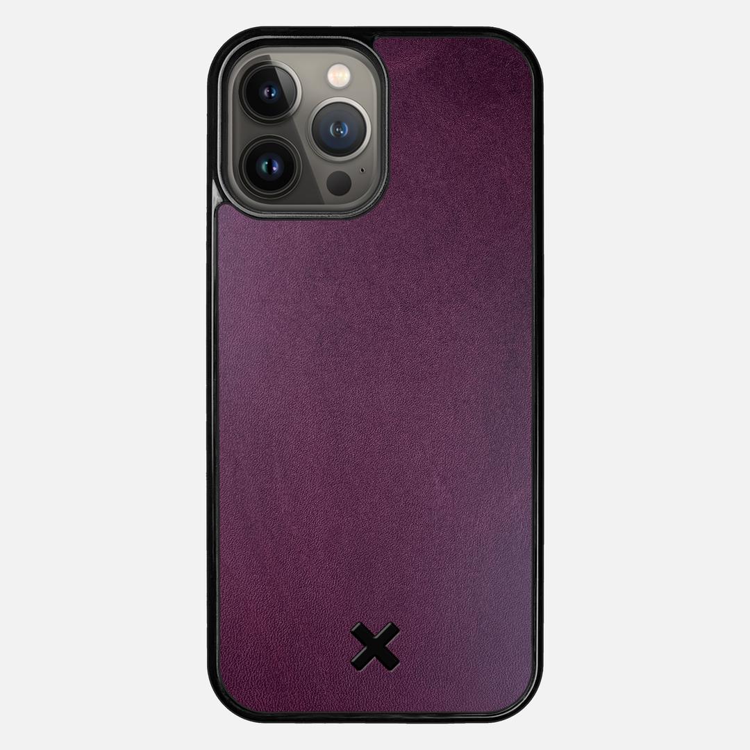 Plum Leather Case for the Apple iPhone 13 Pro Max featuring a Genuine Leather backer with the Keyway X Mark#Phone Model_iPhone 13 Pro Max