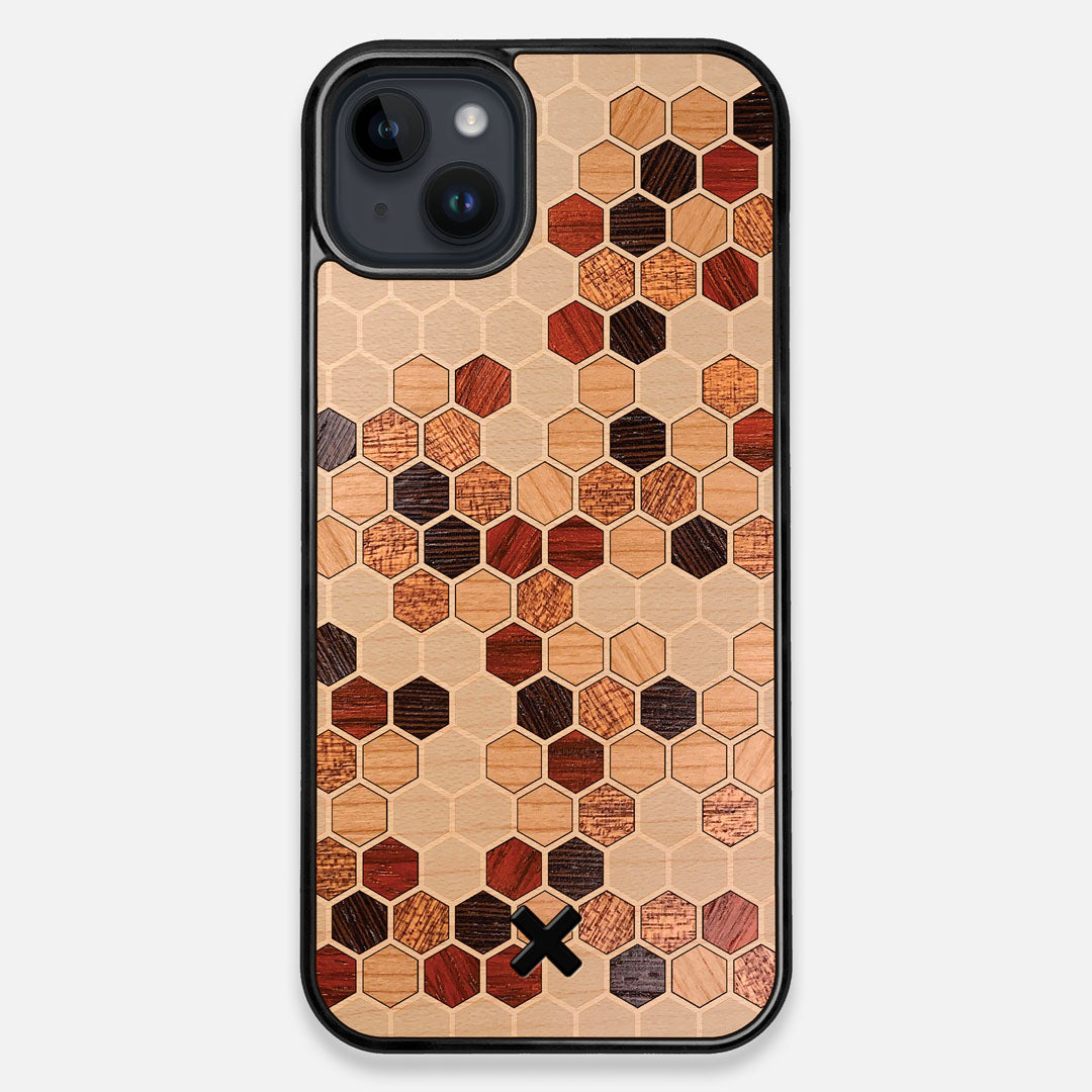 Cellular Wood iPhone 14 Plus Design by Keyway Designs, Front View