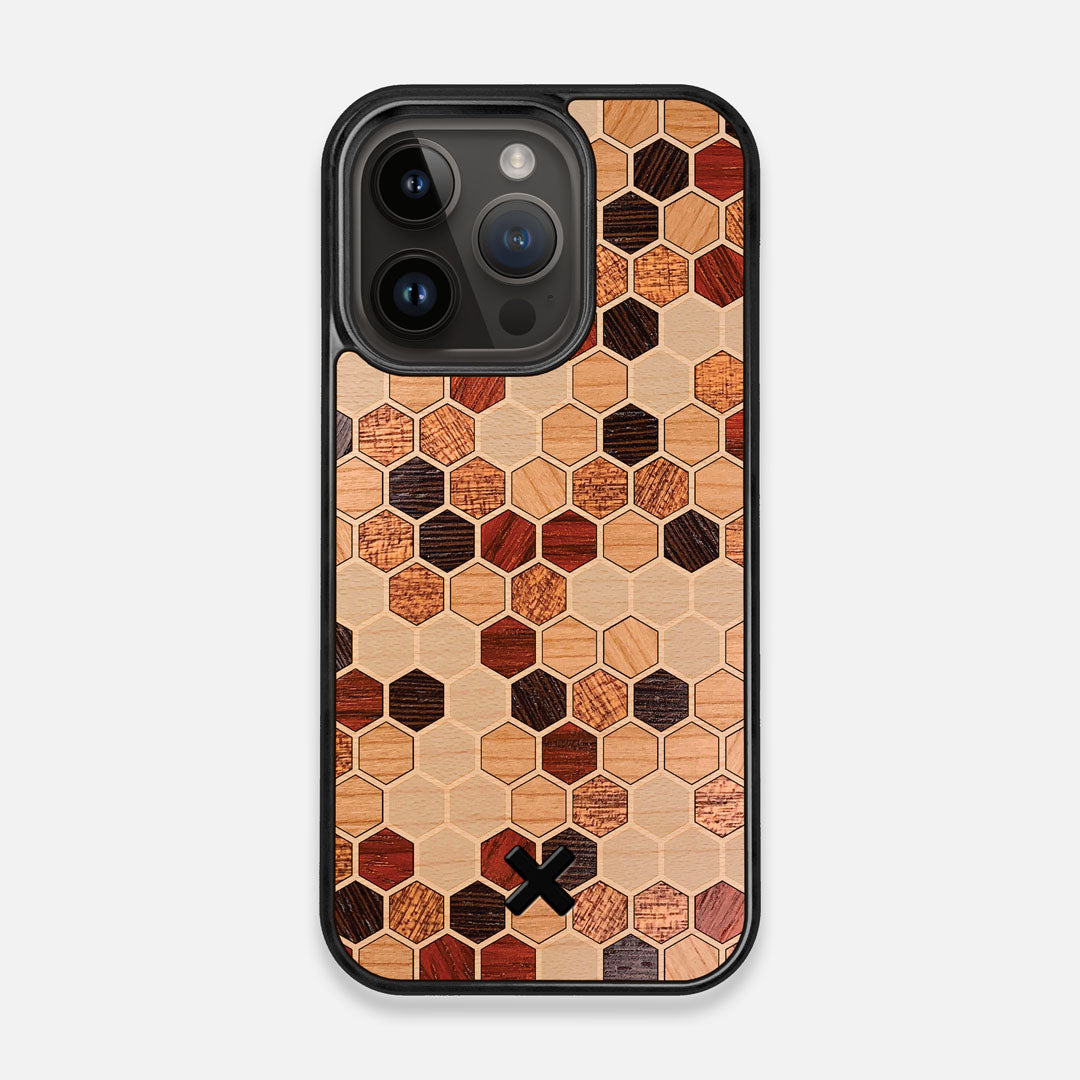 Cellular Wood iPhone 14 Pro Design by Keyway Designs, Front View