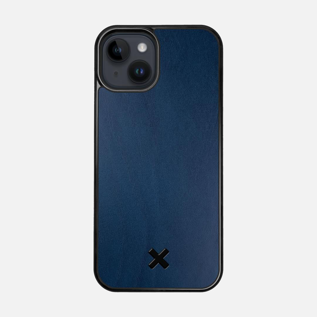 Midnight Leather Case for the Apple iPhone 14 featuring a Genuine Leather backer with the Keyway X Mark#Phone Model_iPhone 14
