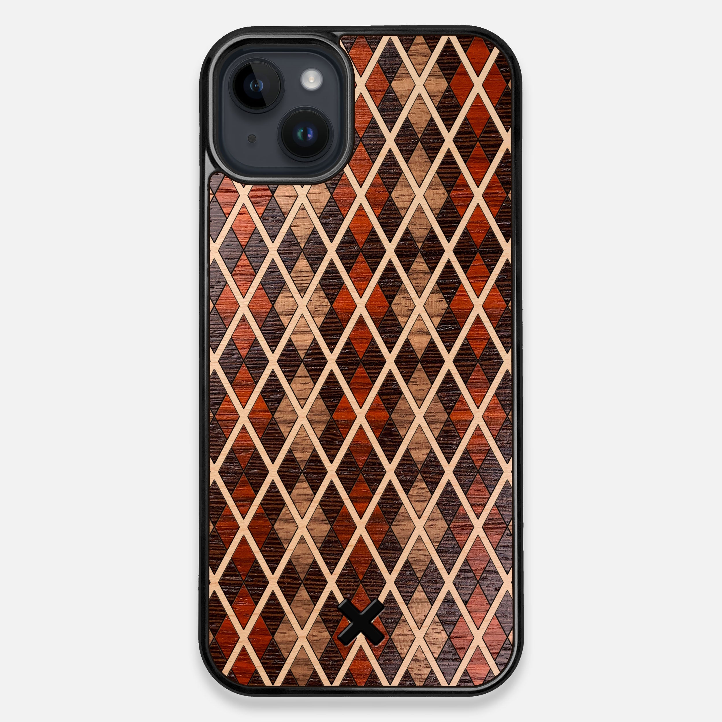 TPU/PC Sides of the Argyle Wood iPhone 15 Plus MagSafe Case by Keyway Designs