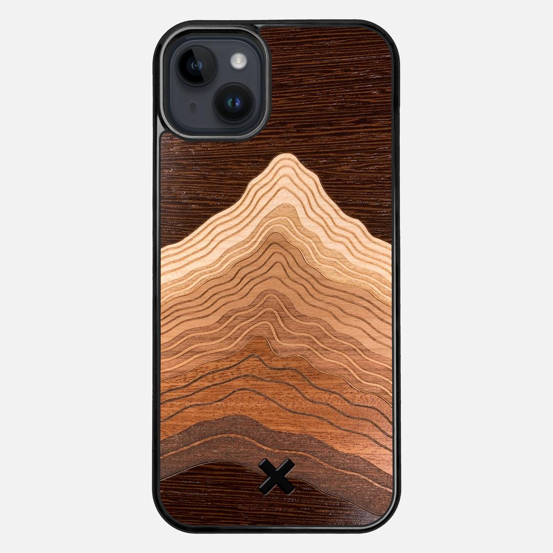 Summit Case for the Apple iPhone 14 Plus featuring a mountain of Wenge, Maple, Cherry, and Sapele Wood backer with the Keyway X Mark#Phone Model_iPhone 14 Plus