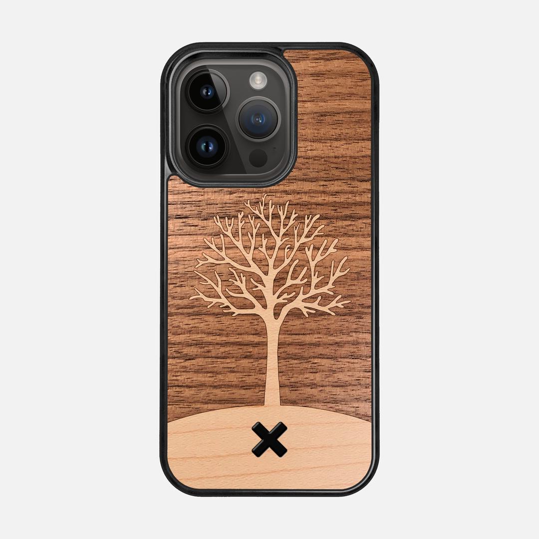 Tree of Life Case for the Apple iPhone 14 Pro featuring a Maple and Walnut Wood backer with the Keyway X Mark#Phone Model_iPhone 14 Pro