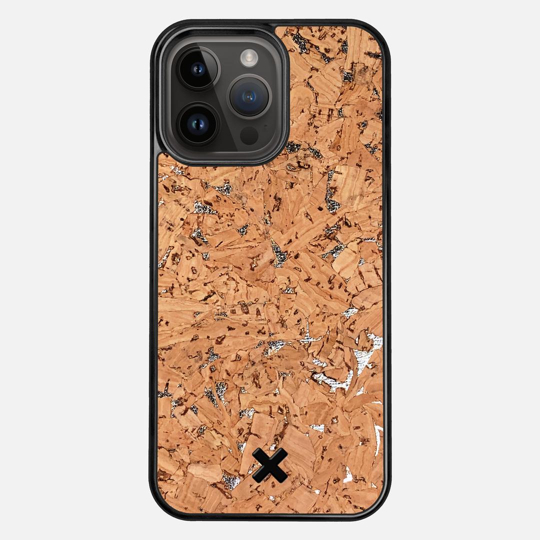 Silver Cork Case for the Apple iPhone 14 Pro Max featuring a Genuine Cork backer with the Keyway X Mark#Phone Model_iPhone 14 Pro Max