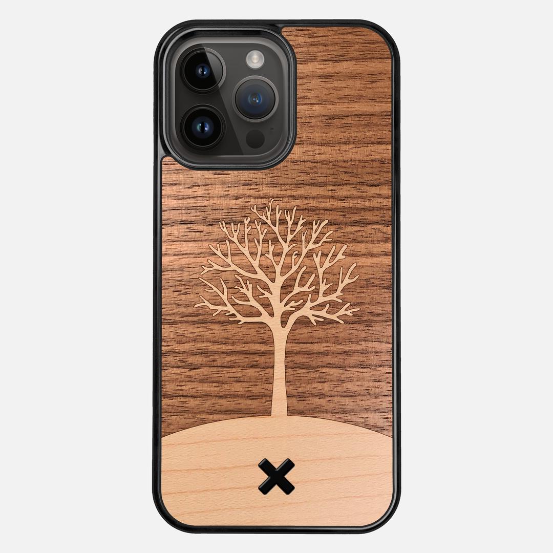 Tree of Life Case for the Apple iPhone 14 Pro Max featuring a Maple and Walnut Wood backer with the Keyway X Mark#Phone Model_iPhone 14 Pro Max