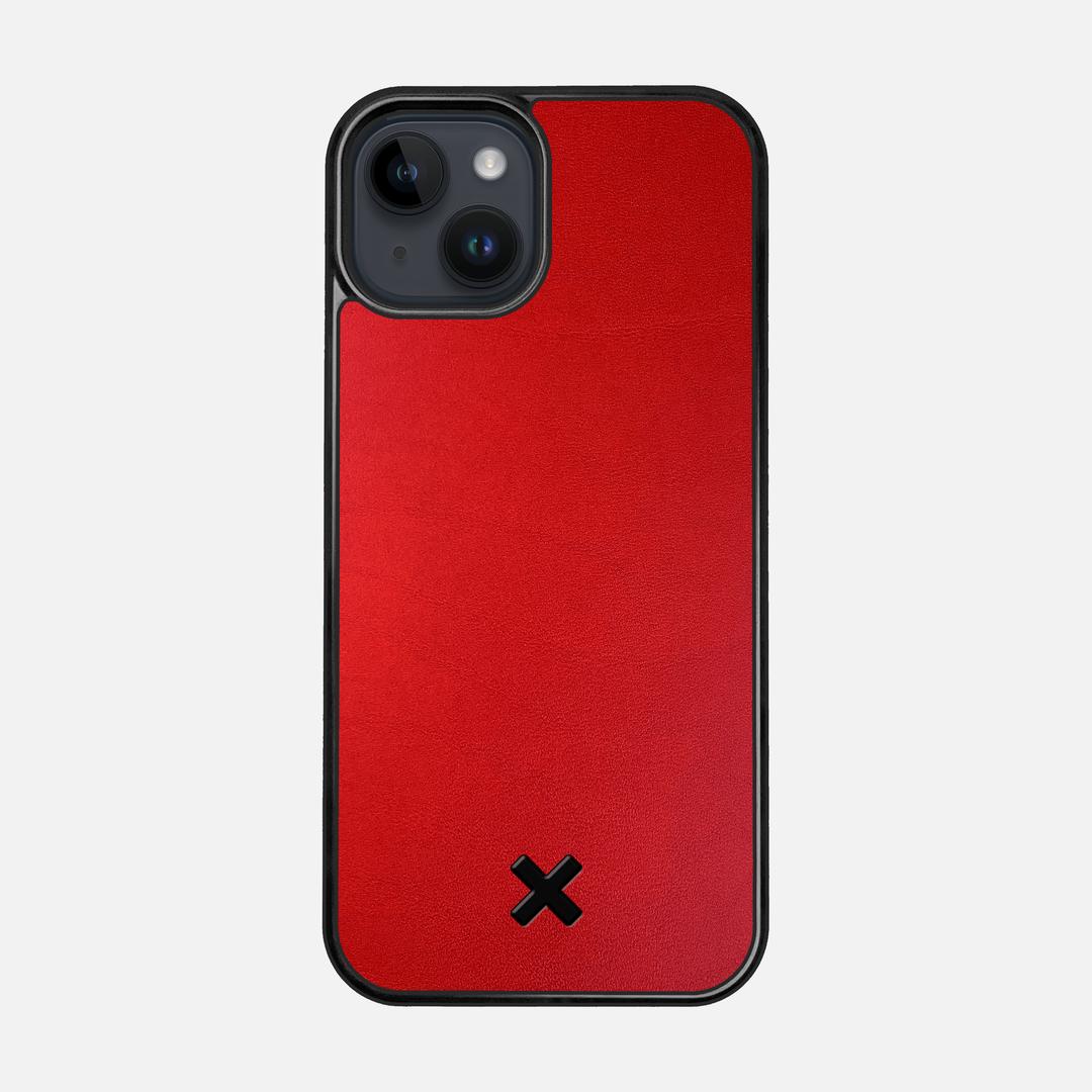 Crimson Leather Case for the Apple iPhone 15 featuring a Genuine Leather backer with the Keyway X Mark#Phone Model_iPhone 15