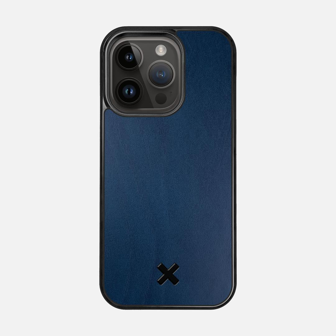 Midnight Leather Case for the Apple iPhone 15 Pro featuring a Genuine Leather backer with the Keyway X Mark#Phone Model_iPhone 15 Pro