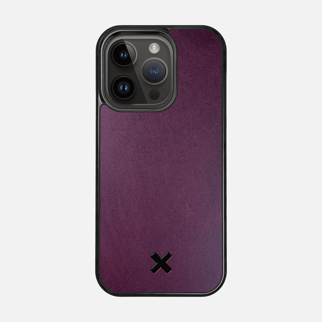 Plum Leather Case for the Apple iPhone 15 Pro featuring a Genuine Leather backer with the Keyway X Mark#Phone Model_iPhone 15 Pro