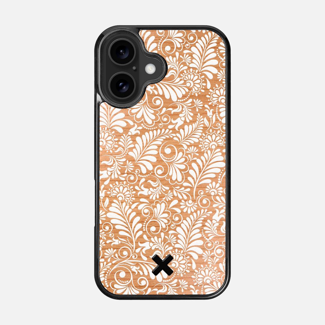Botanica Case for the Apple iPhone 16 featuring a UV Printed Cherry Wood backer with the Keyway X Mark#Phone Model_iPhone 16