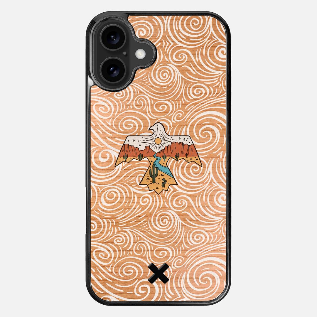 Eagle Case for the Apple iPhone 16 Plus featuring a UV Printed Cherry Wood backer with the Keyway X Mark#Phone Model_iPhone 16 Plus