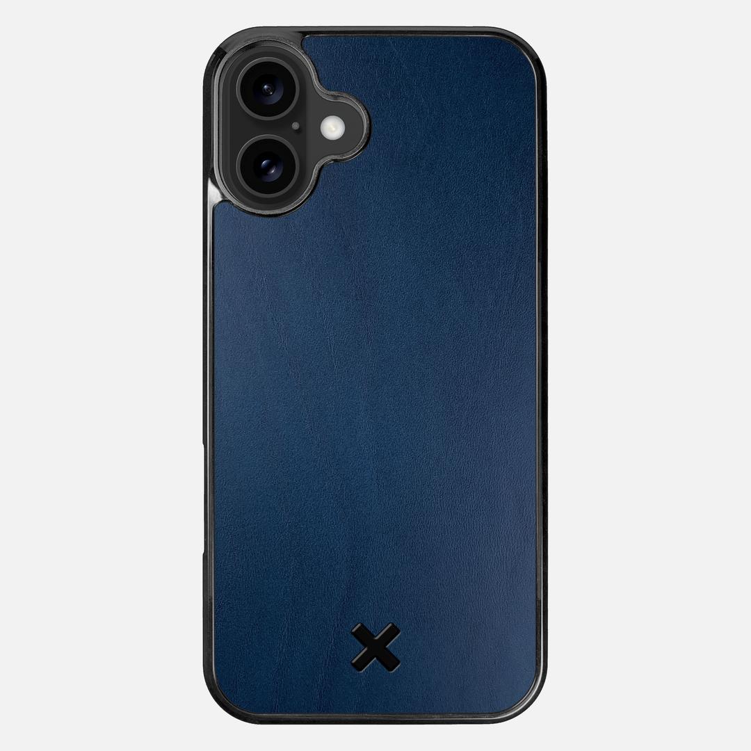 Midnight Leather Case for the Apple iPhone 16 Plus featuring a Genuine Leather backer with the Keyway X Mark#Phone Model_iPhone 16 Plus