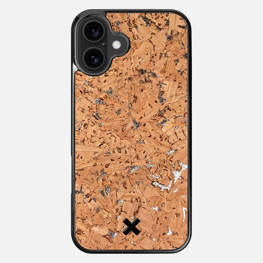 Silver Cork Case for the Apple iPhone 16 Plus featuring a Genuine Cork backer with the Keyway X Mark#Phone Model_iPhone 16 Plus