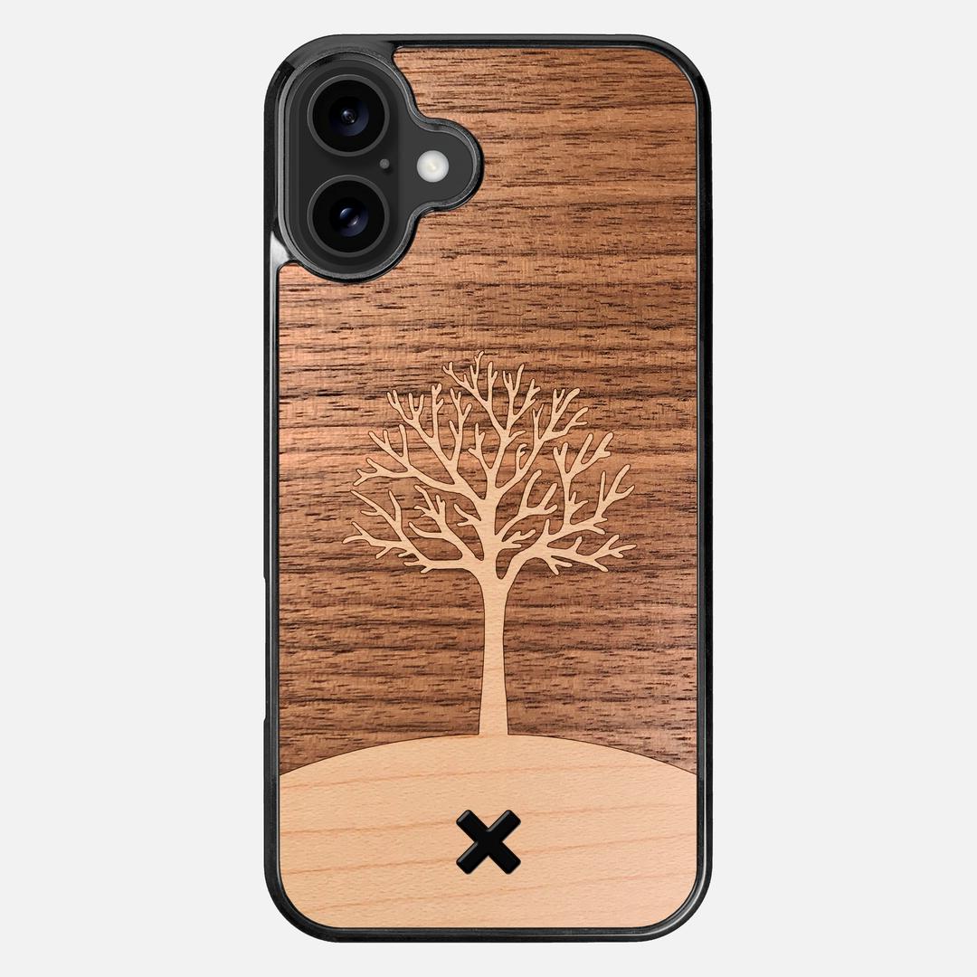 Tree of Life Case for the Apple iPhone 16 Plus featuring a Maple and Walnut Wood backer with the Keyway X Mark#Phone Model_iPhone 16 Plus