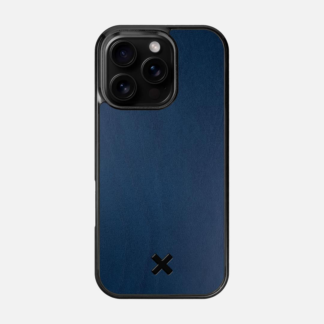 Midnight Leather Case for the Apple iPhone 16 Pro featuring a Genuine Leather backer with the Keyway X Mark#Phone Model_iPhone 16 Pro