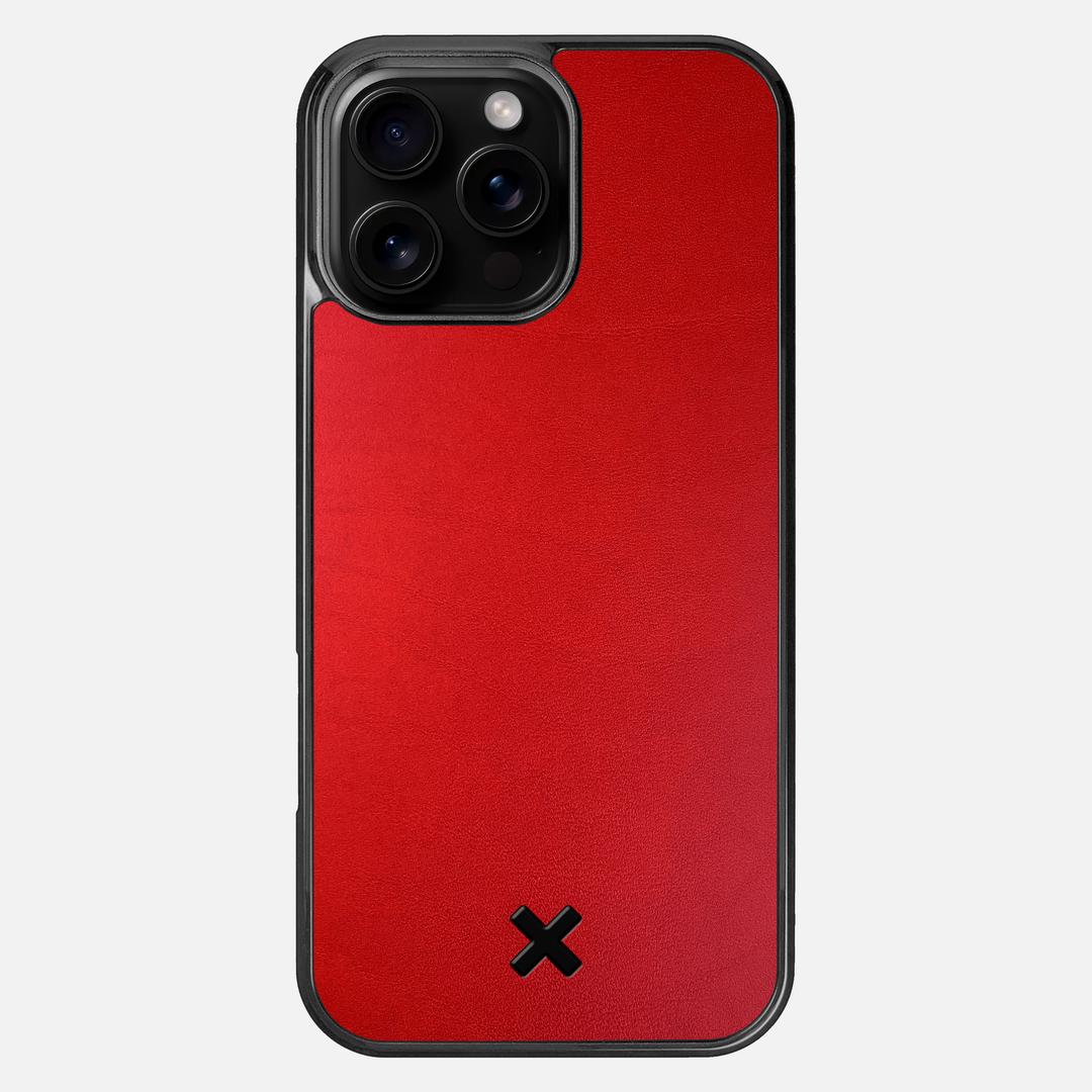 Crimson Leather Case for the Apple iPhone 16 Pro Max featuring a Genuine Leather backer with the Keyway X Mark#Phone Model_iPhone 16 Pro Max