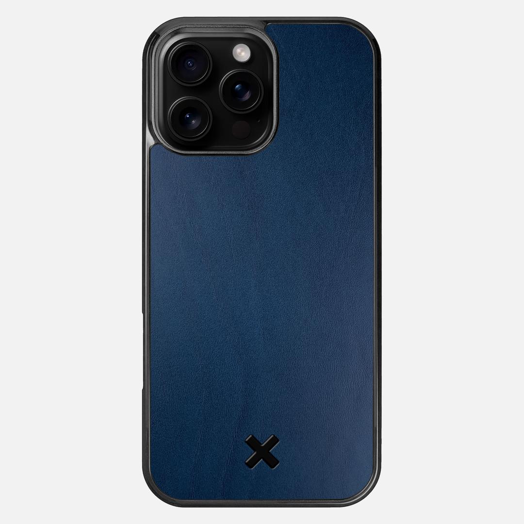 Midnight Leather Case for the Apple iPhone 16 Pro Max featuring a Genuine Leather backer with the Keyway X Mark#Phone Model_iPhone 16 Pro Max
