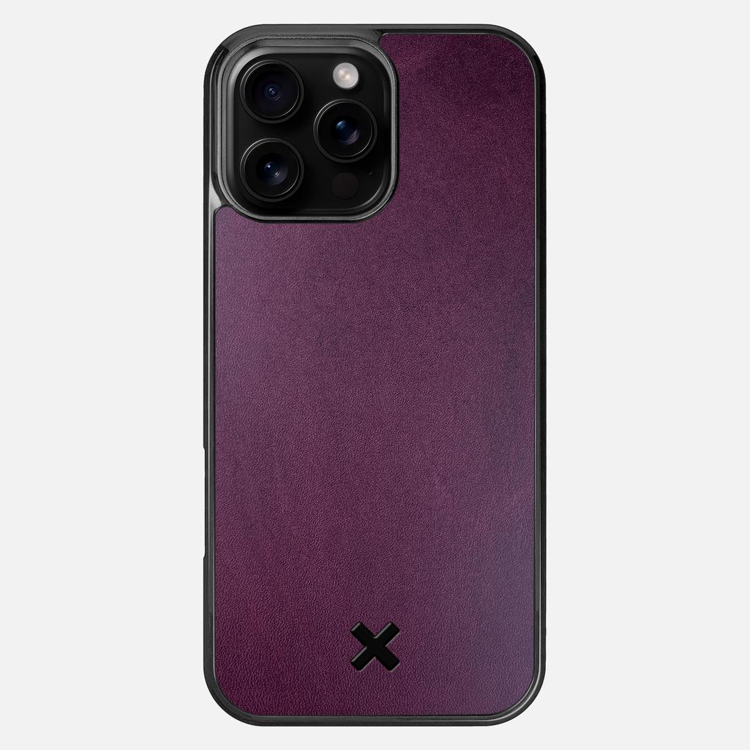 Plum Leather Case for the Apple iPhone 16 Pro Max featuring a Genuine Leather backer with the Keyway X Mark#Phone Model_iPhone 16 Pro Max