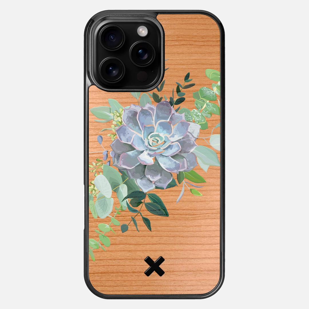 Pollux Case for the Apple iPhone 16 Pro Max featuring a UV Printed Cherry Wood backer with the Keyway X Mark#Phone Model_iPhone 16 Pro Max