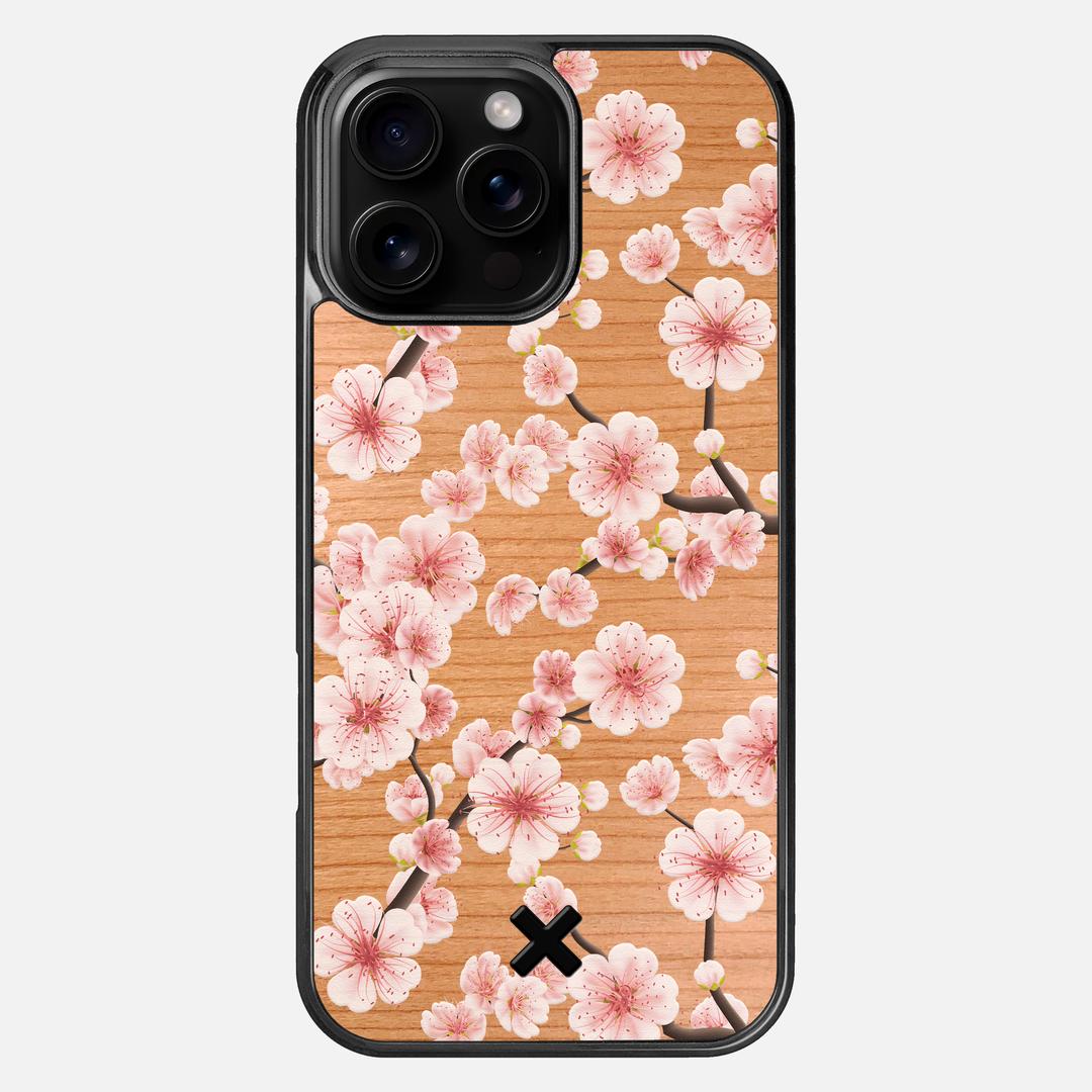 Sakura Case for the Apple iPhone 16 Pro Max featuring a UV Printed Cherry Wood backer with the Keyway X Mark#Phone Model_iPhone 16 Pro Max